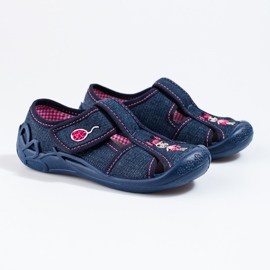 Chinelos de velcro azul marinho Shelovet para meninas 1