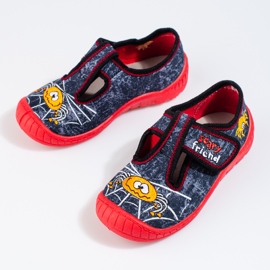 Chinelos de aranha pretos e vermelhos da Shelovet azul 2