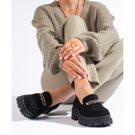 Mocassins femininos de camurça preta Shelovet preto 1