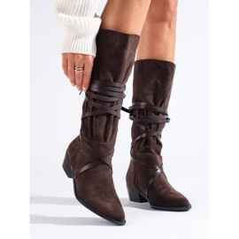 Botas femininas de camurça marrom Shelovet castanho 1