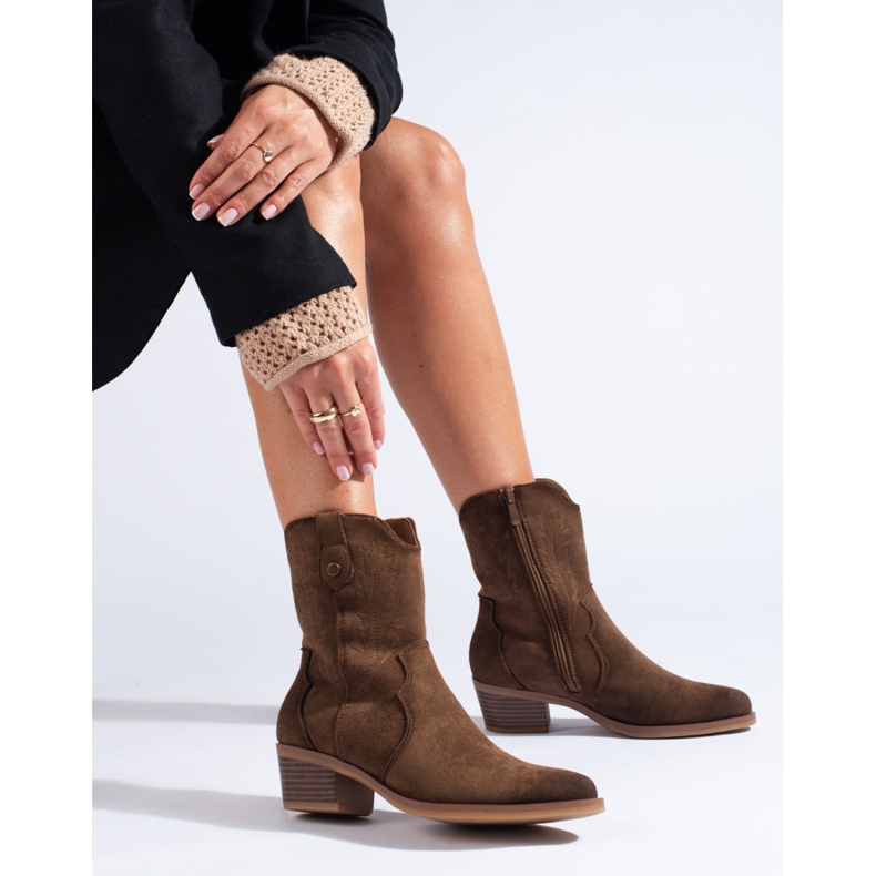 Botas de cowboy de camurça preta Shelovet castanho 1