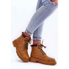 Botas quentes de couro feminino com polos marrons marrom 2