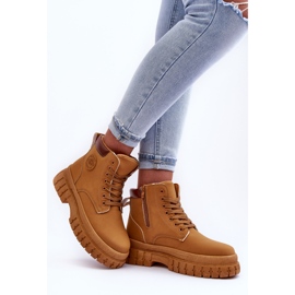 Botas femininas de couro com plataforma marrom Calys castanho 2