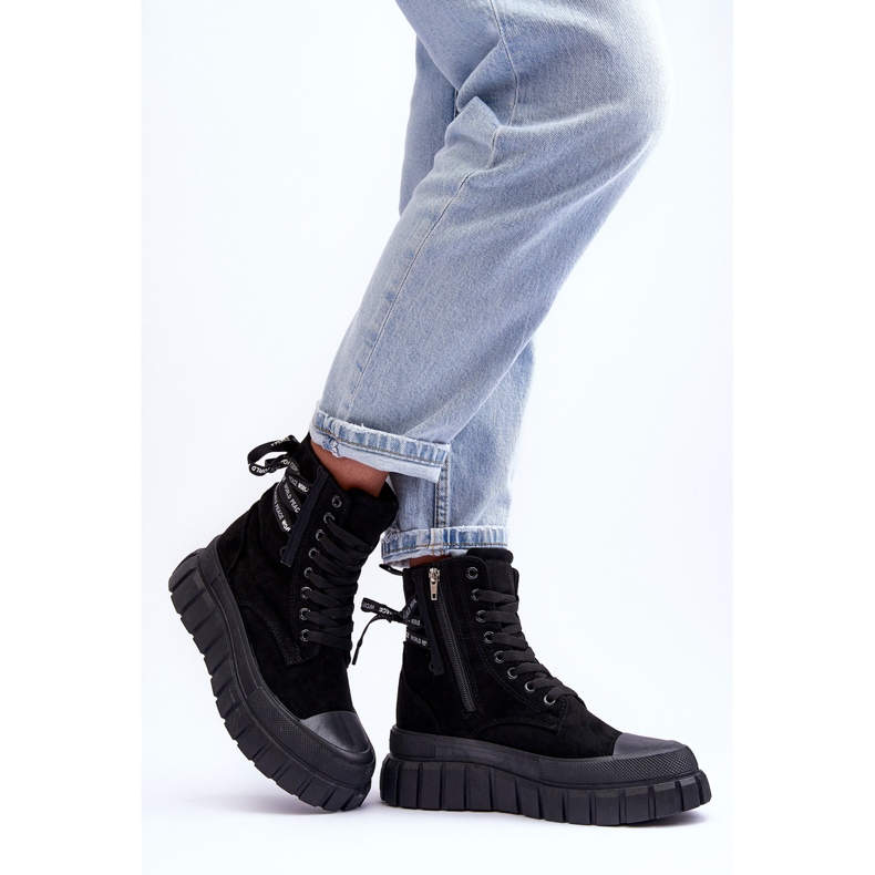 Botas femininas de camurça com plataforma Rafter preta preto 2