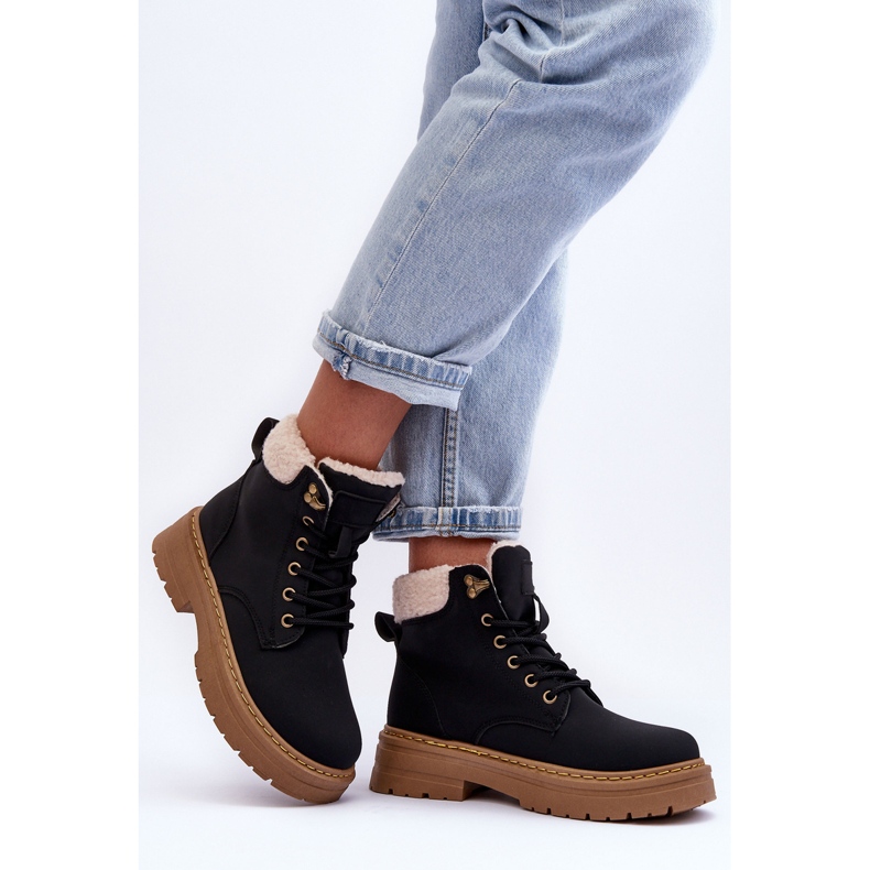 Botas femininas com pele de carneiro preta Jette preto 2
