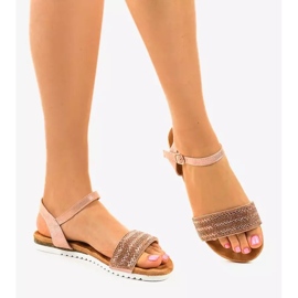 Sandálias rasteiras rosa decoradas com HT-69 2 Sandálias rasteiras rosa decoradas com HT-69 2