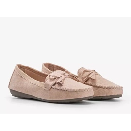 Mocassins femininos bege com laço Kassandra 2 Mocassins femininos bege com laço Kassandra 2