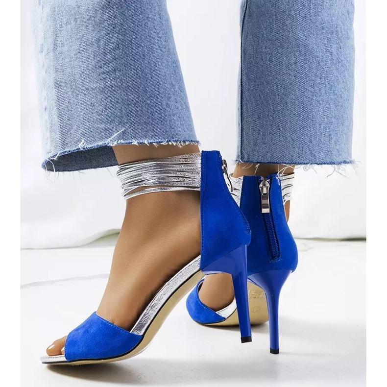 Sandália de salto alto azul Vasquez prata 2 Sandália de salto alto azul Vasquez prata 2