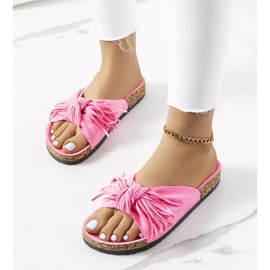 Chinelos de néon rosa com franjas Laderies 2