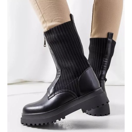 Bota preta com cabedal de meia, Lewin preto 1