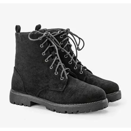 Botas de caminhada pretas amarradas com zircônia cúbica resistente preto 2 Botas de caminhada pretas amarradas com zircônia cúbica resistente preto 2