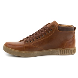 Polbut Sapatos de couro masculino 2108sw camelo marrom 1