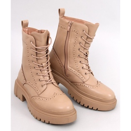 Botas Aubert Khaki com cadarço bege 1