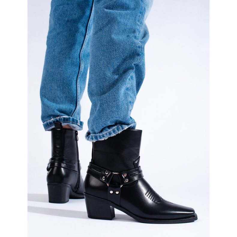 Botas de cowboy femininas negras da Shelovet preto 1