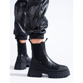Botas Chelsea femininas pretas com plataforma Shelovet preto 1