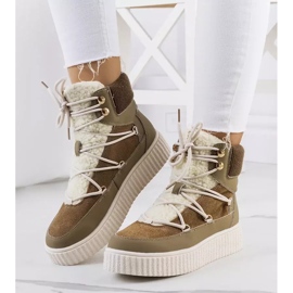 PA1 Botas de neve verdes de mulher de Laursen bege marrom cáqui 1