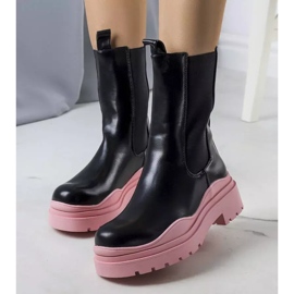 BM Botas pretas em uma sola rosa Jadiel preto 1