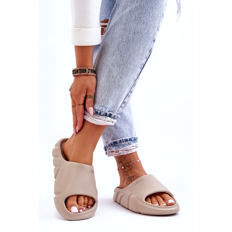 Chinelos femininos leves de espuma Big Star LL274593 bege 4