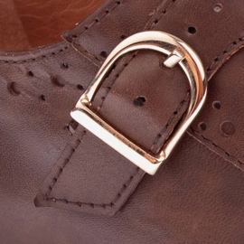 Marco Shoes Monges de couro genuíno castanho 2