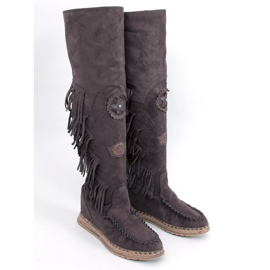 Russo D.KHAKI Botas de salto cunha com franjas marrom 1