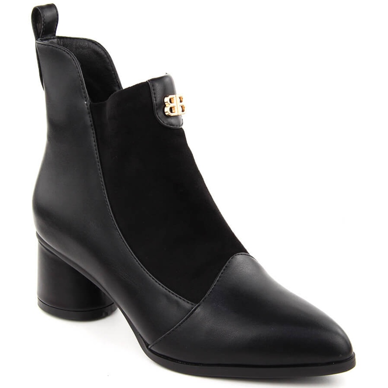 Botas femininas pretas de salto alto D&amp;A S.Barski Premium Collection MR870-96 preto 1