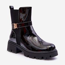 FB2 Botas Jodhpur femininas lacadas pretas Elspetia preto 1