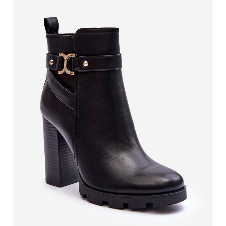 FB2 Botas de Salto Alto em Pele Preta Liani preto 1