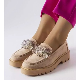 Venezia Mocassins bege decorados com cristais Vinceza 1