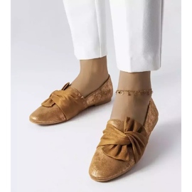 Bailarinas marrom metálico com laço da Dodier dourado 1