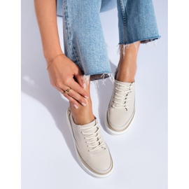 SHELOVET Sapatos femininos de couro bege na plataforma Shlovet 1