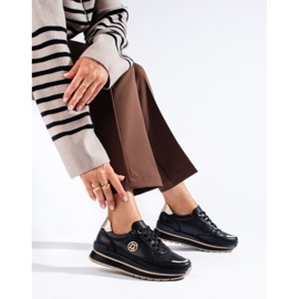 Tênis plataforma de couro preto, Shelovet 1