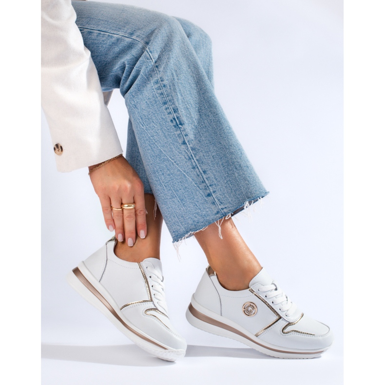 Calçados esportivos femininos de couro branco Shelovet 1