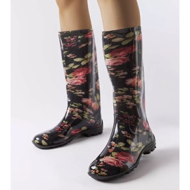 Botas altas pretas com rosas Pimen branco 2 Botas altas pretas com rosas Pimen branco 2