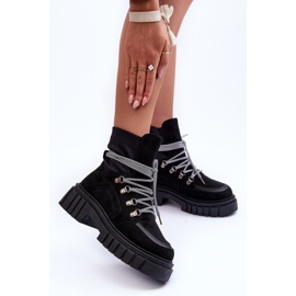 FB3 Botas femininas de camurça com cadarço bolota preta preto 1 FB3 Botas femininas de camurça com cadarço bolota preta preto 1