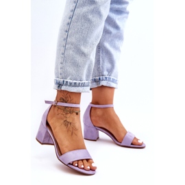 Sandálias clássicas de salto baixo de camurça roxa lua de mel roxo 2