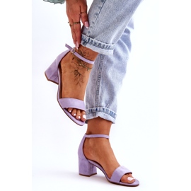 Sandálias clássicas de salto baixo de camurça roxa lua de mel roxo 4