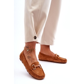 Super Mode Mocassim feminino de camurça com decoração marrom Dionira castanho 4