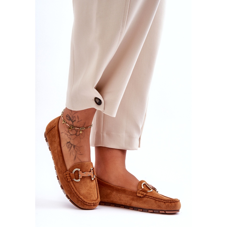 Super Mode Mocassim feminino de camurça com decoração marrom Dionira 3