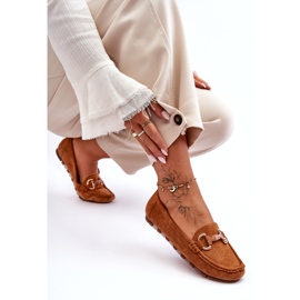 Super Mode Mocassim feminino de camurça com decoração marrom Dionira 2