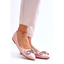 Sapatilhas elegantes com laço e strass rosa 3