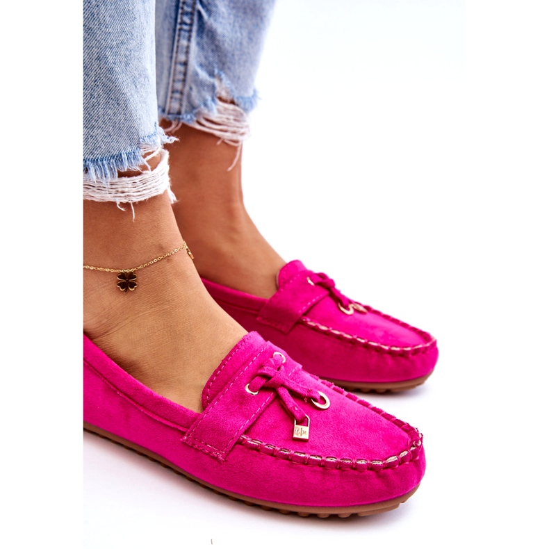 Seastar Mocassins Clássicos de Camurça com Decoração Fúcsia rosa 2