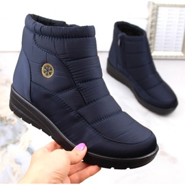 Botas femininas de neve em cunha azul marinho News 5029 1