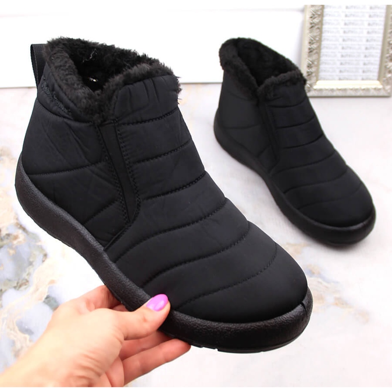 Botas de neve impermeáveis femininas com elásticos pretos News 3193 1 Botas de neve impermeáveis femininas com elásticos pretos News 3193 1