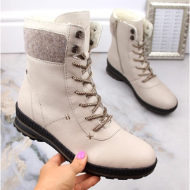 Botas femininas confortáveis de couro com isolamento bege Rieker Z2405-60 1