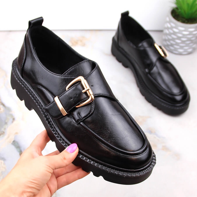 Sapatos femininos plataforma com fivela preta Vinceza 58184 preto 1