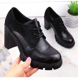 M. DASZYŃSKI Sapatos femininos no poste e plataforma pretos M.Daszyński SA218-2 1