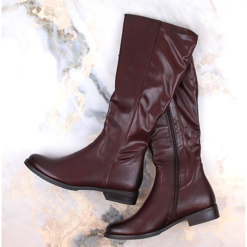 M. DASZYŃSKI Botas femininas com isolamento bordô M.Daszyński SA62-69 vermelho 1