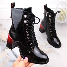 Botas femininas lacadas pretas de salto alto D&amp;A S.Barski Premium Collection MR870-06 preto 1