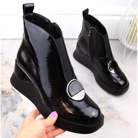 Botas femininas pretas de cunha D&amp;A S.Barski Premium Collection MR870-36 preto 1