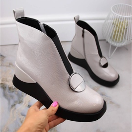 Botas femininas cinza com cunha D&amp;A S.Barski Premium Collection MR870-36 1